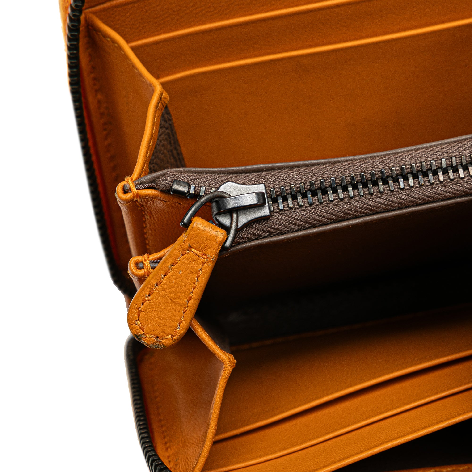 Leather Intrecciato Zip Around Wallet