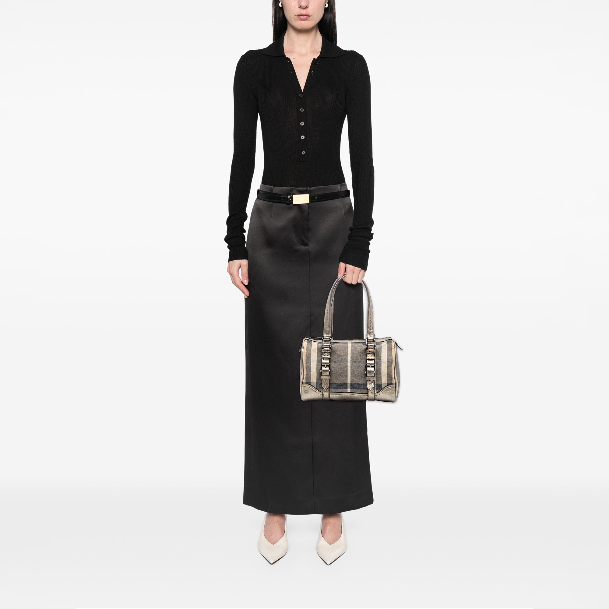 Smoke Check Canvas Boston Bag