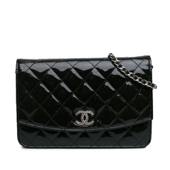 Quilted Patent Brilliant Wallet On Chain