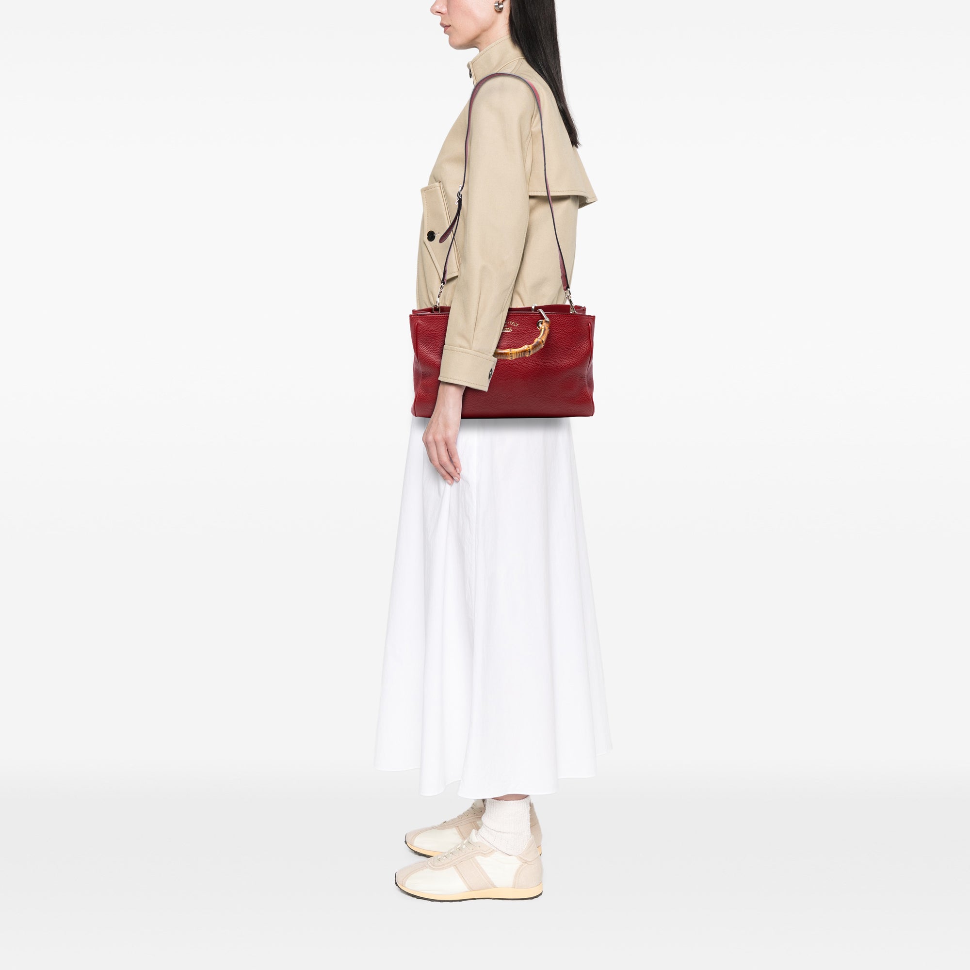 Medium Calfskin Bamboo Shopper Satchel