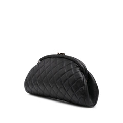 Quilted Caviar Timeless Kisslock Clutch with Chain