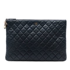 CC Large Quilted Lambskin O Case Clutch