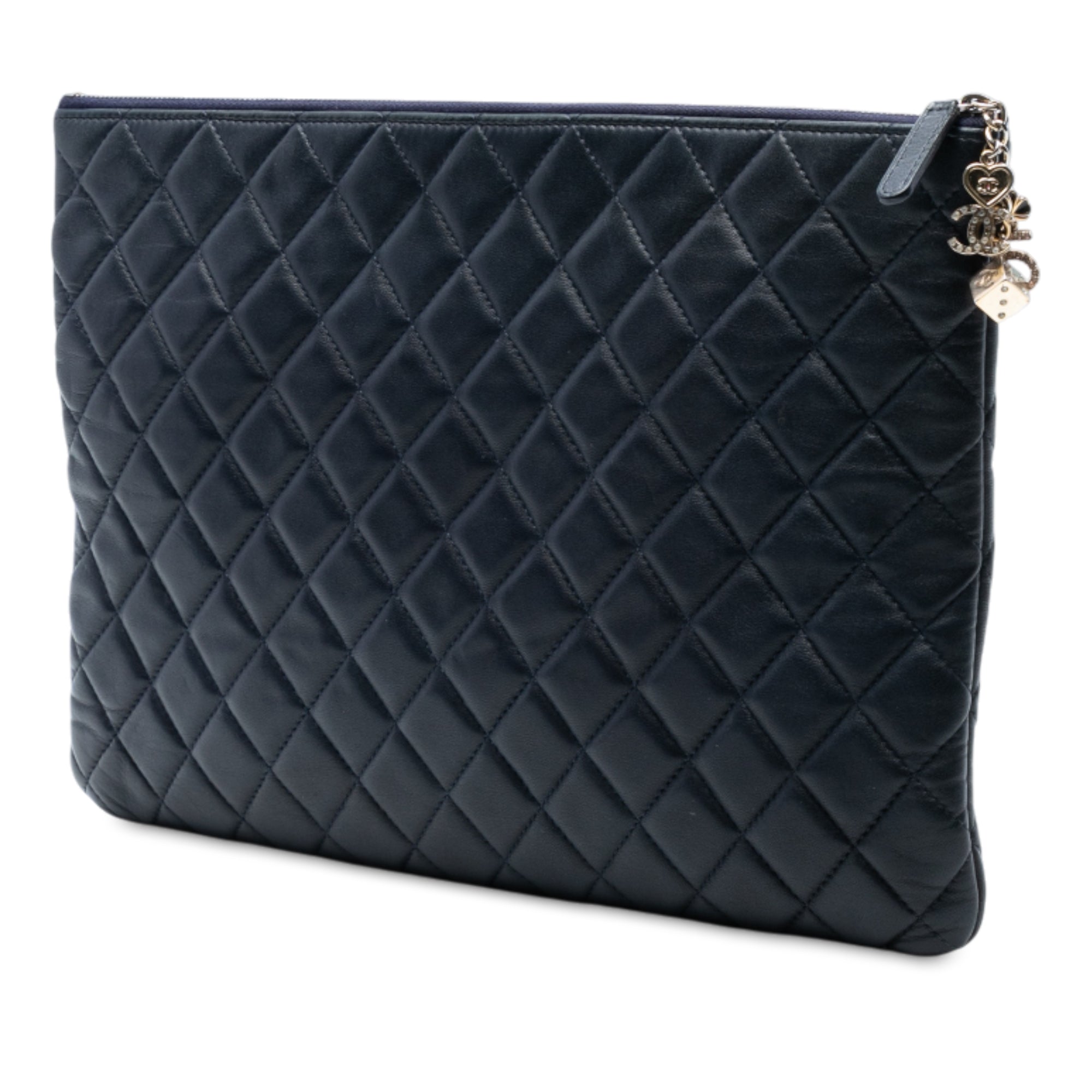 CC Large Quilted Lambskin O Case Clutch