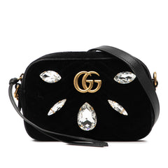 Mini GG Marmont Crystal Embellished Matelasse Velvet Crossbody