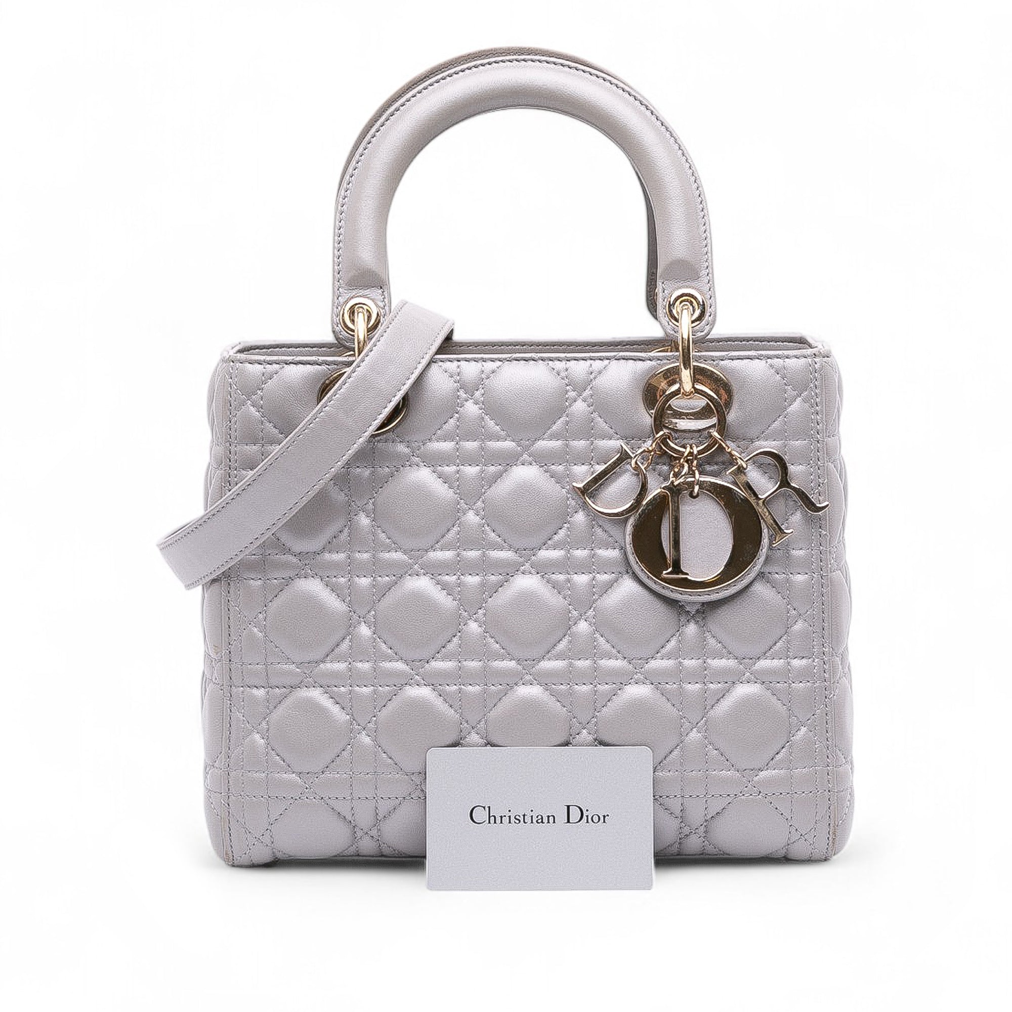 Medium Pearlescent Lambskin Cannage Lady Dior