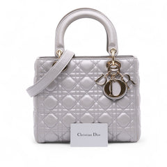 Medium Pearlescent Lambskin Cannage Lady Dior