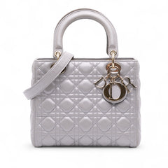 Medium Pearlescent Lambskin Cannage Lady Dior