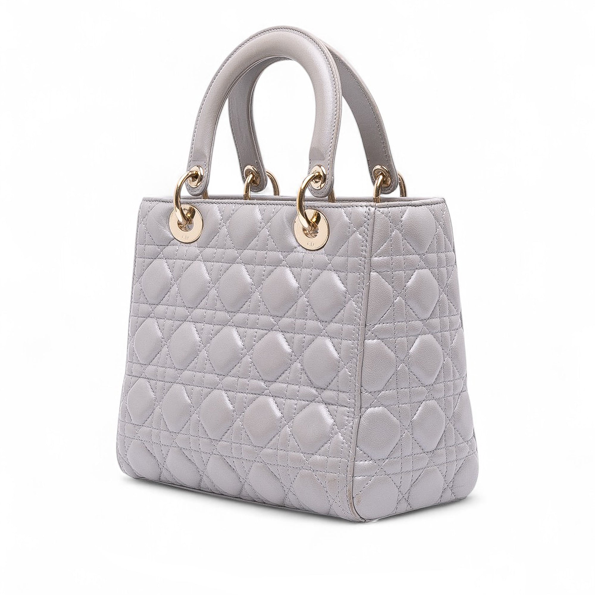 Medium Pearlescent Lambskin Cannage Lady Dior