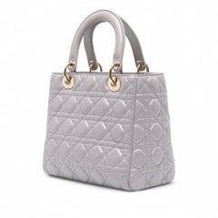 Medium Pearlescent Lambskin Cannage Lady Dior