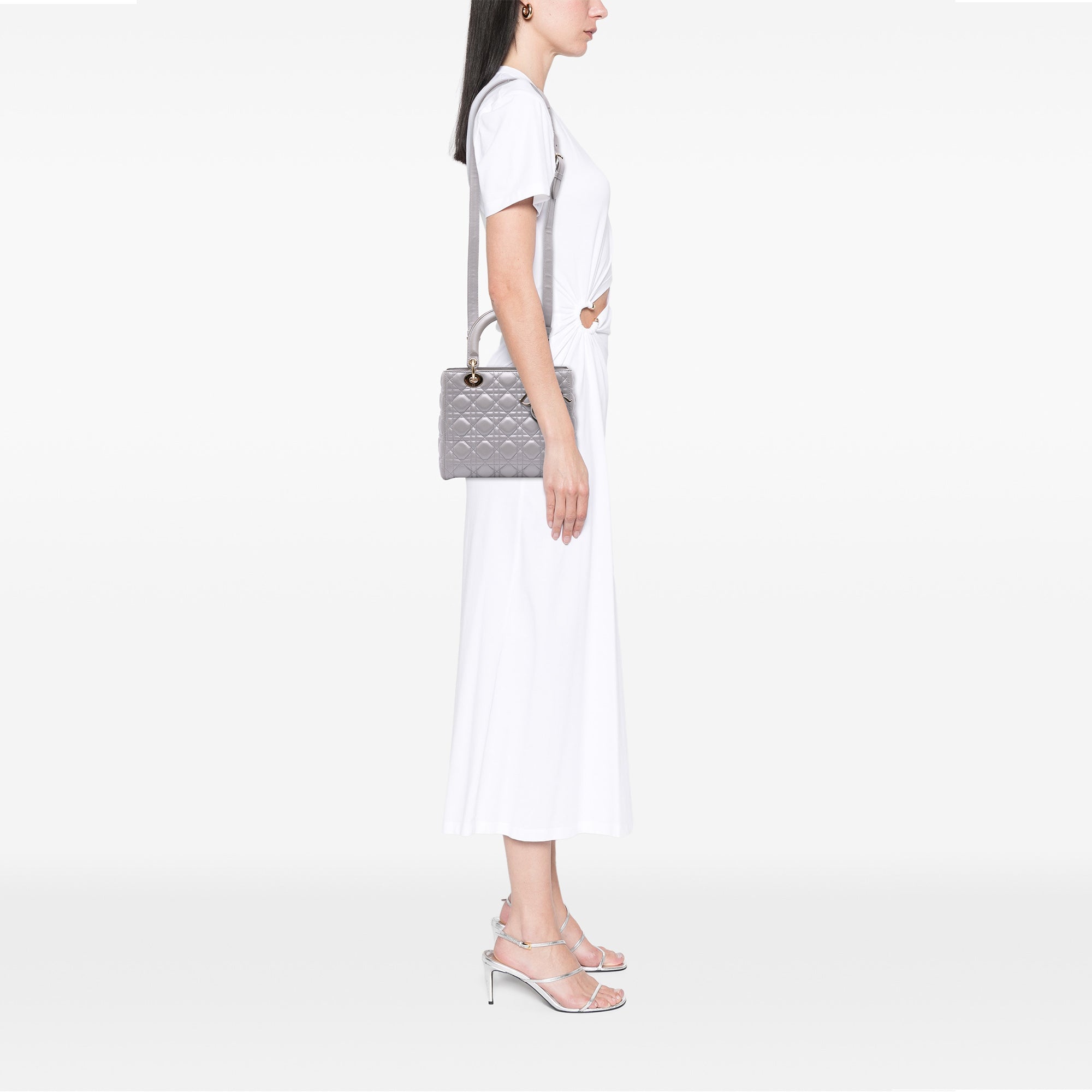 Medium Pearlescent Lambskin Cannage Lady Dior