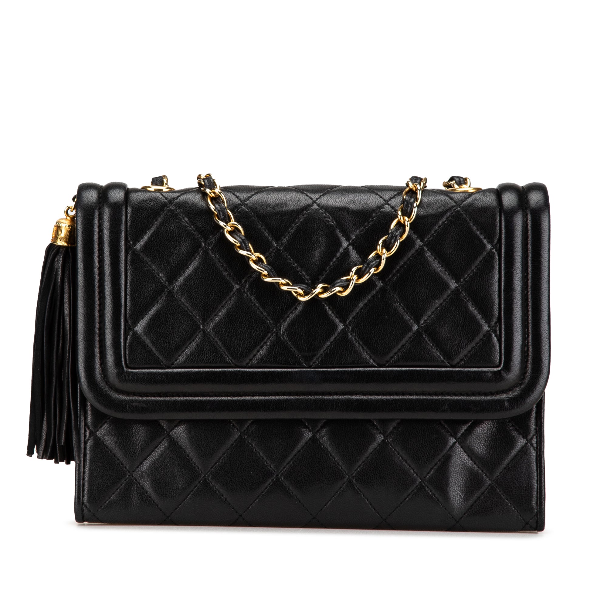 Quilted Lambskin Tassel Flap Crossbody