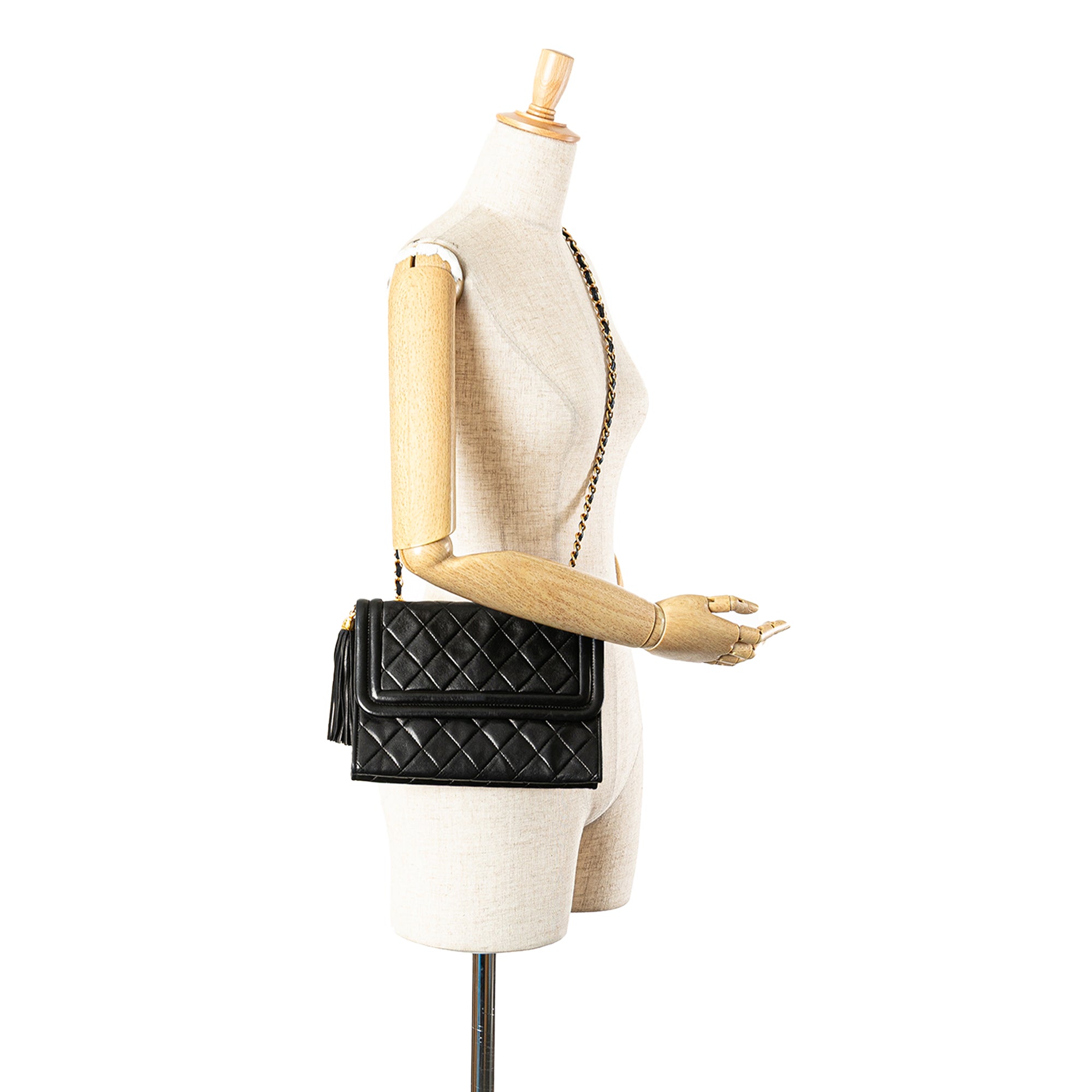 Quilted Lambskin Tassel Flap Crossbody