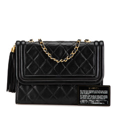 Quilted Lambskin Tassel Flap Crossbody