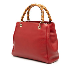 Small Calfskin Bamboo Shopper Satchel