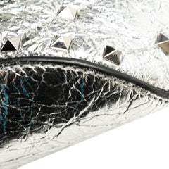 Metallic Craquele Nappa Rockstud Spike Belt Bag
