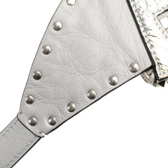 Metallic Craquele Nappa Rockstud Spike Belt Bag