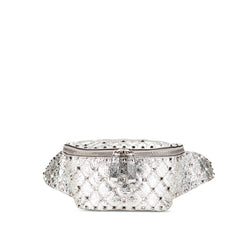 Metallic Craquele Nappa Rockstud Spike Belt Bag