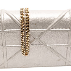 Metallic Grained Calfskin Diorama Wallet On Chain