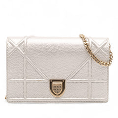 Metallic Grained Calfskin Diorama Wallet On Chain