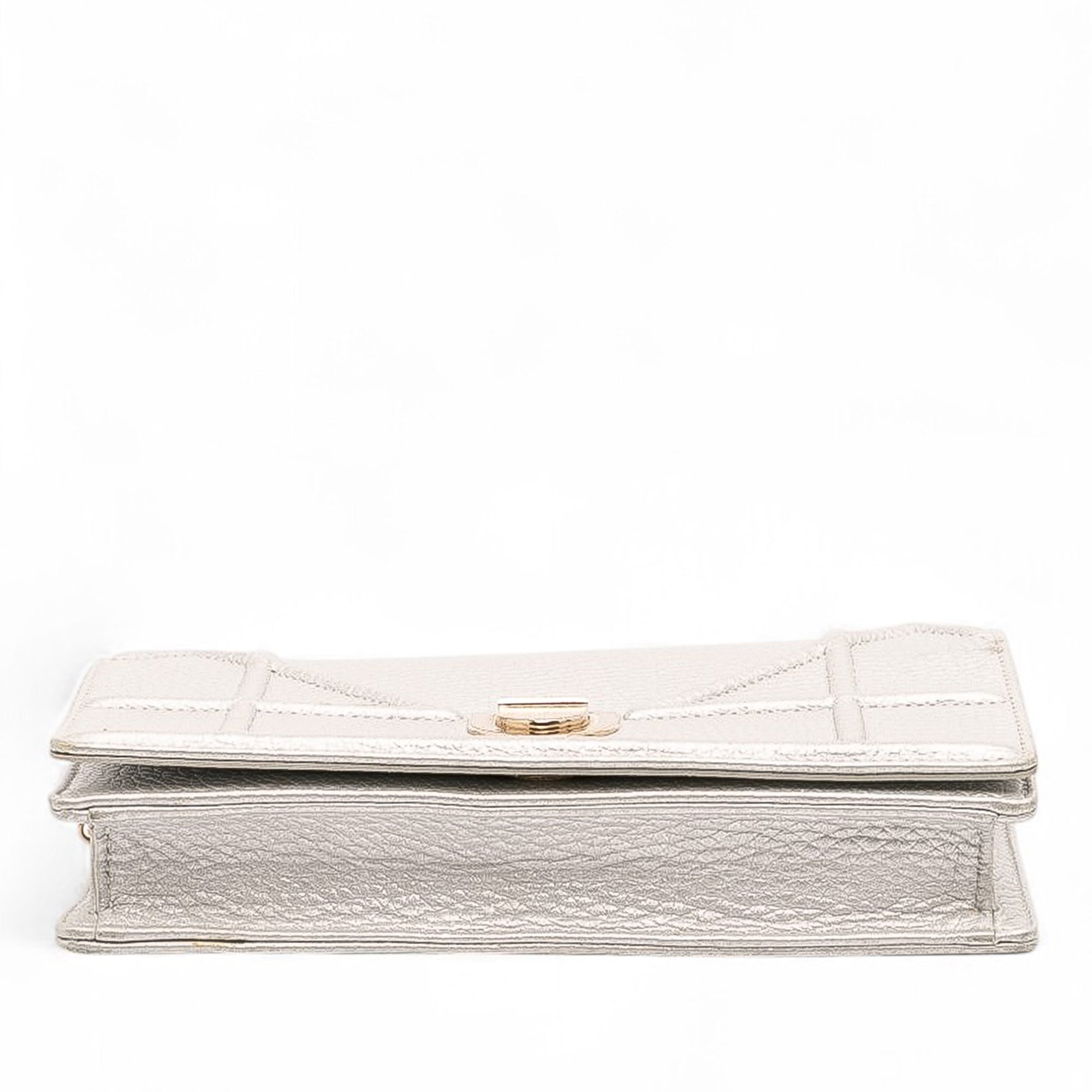 Metallic Grained Calfskin Diorama Wallet On Chain