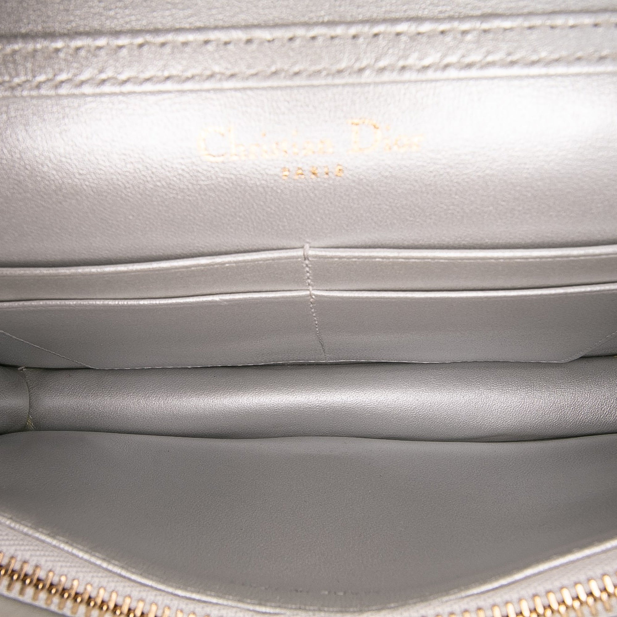 Metallic Grained Calfskin Diorama Wallet On Chain