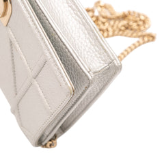 Metallic Grained Calfskin Diorama Wallet On Chain