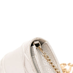 Metallic Grained Calfskin Diorama Wallet On Chain