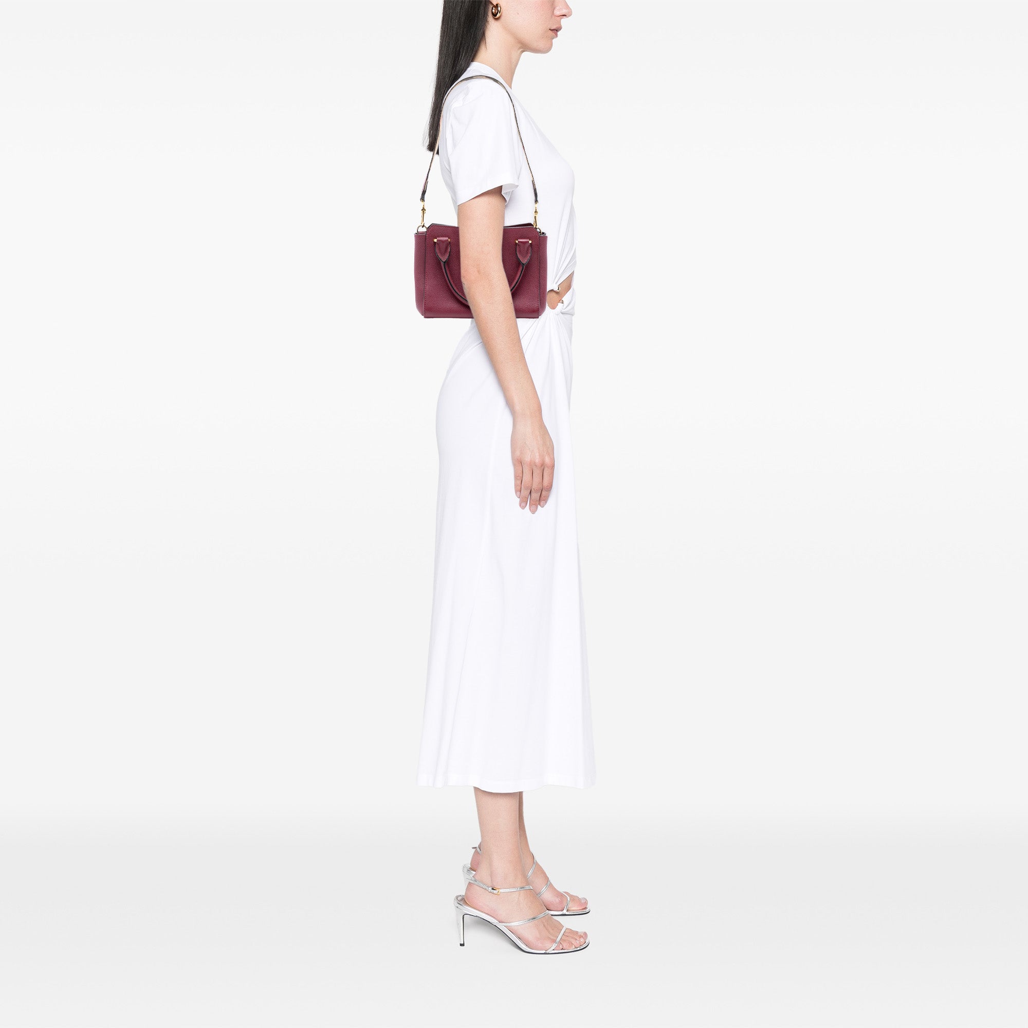 Small Grained Leather Buckle Tote