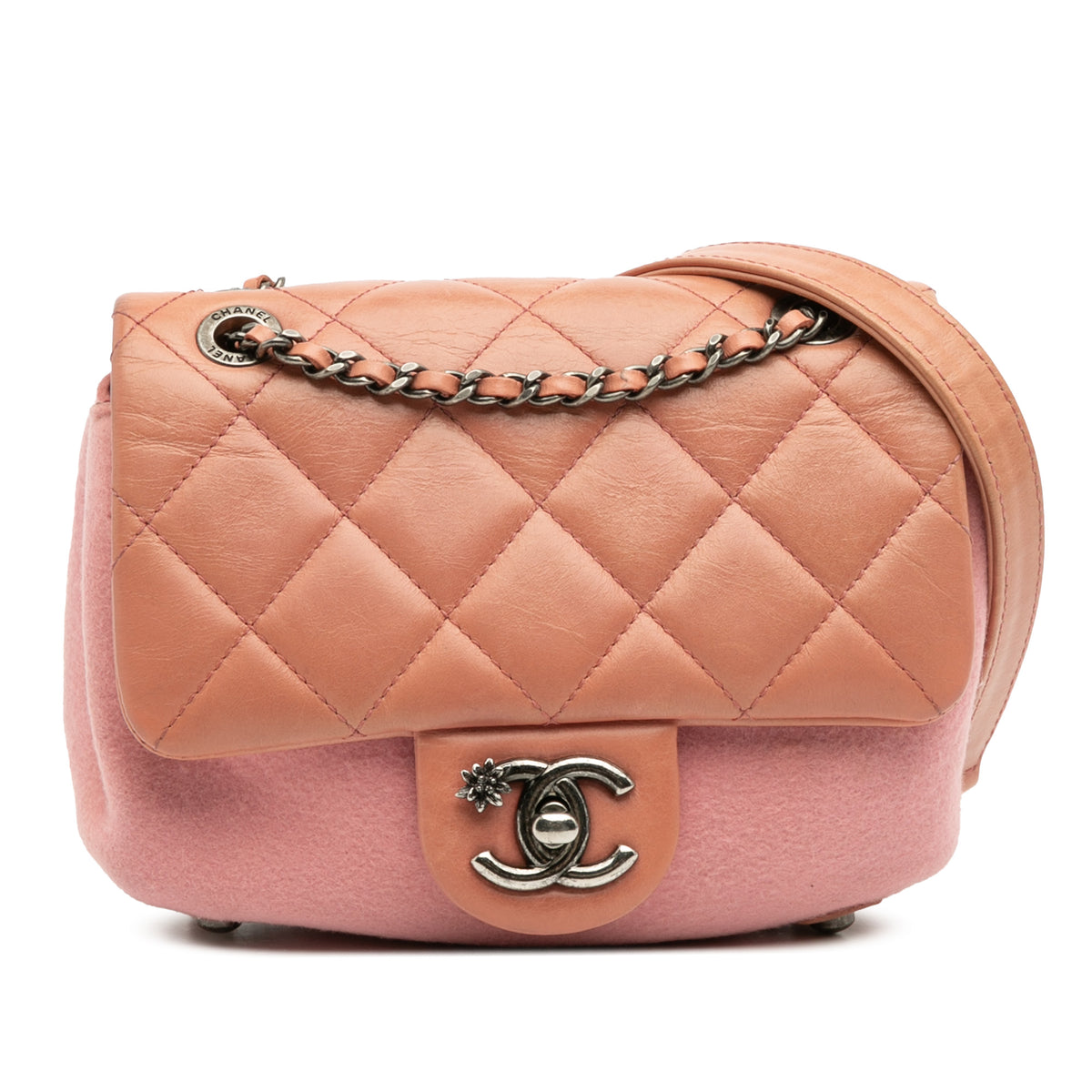 Paris Salzburg Mini Quilted Glazed Calfskin and Felt Edelweiss Flower Flap