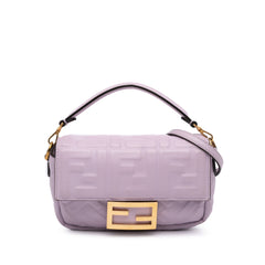 Mini Zucca Embossed Leather Baguette Satchel