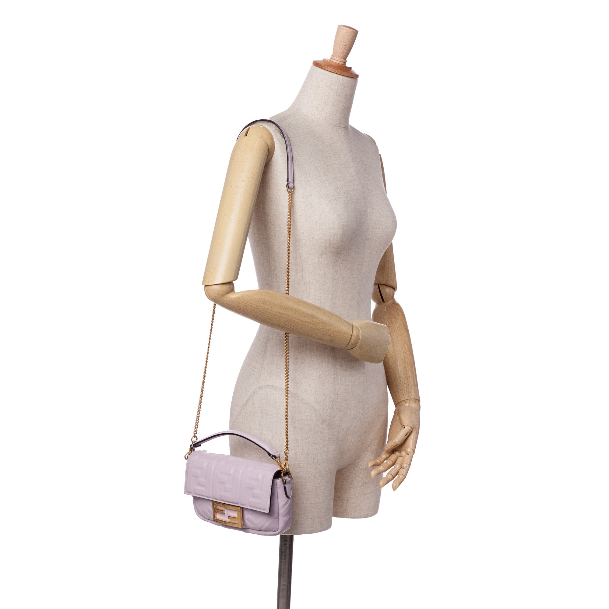 Mini Zucca Embossed Leather Baguette Satchel