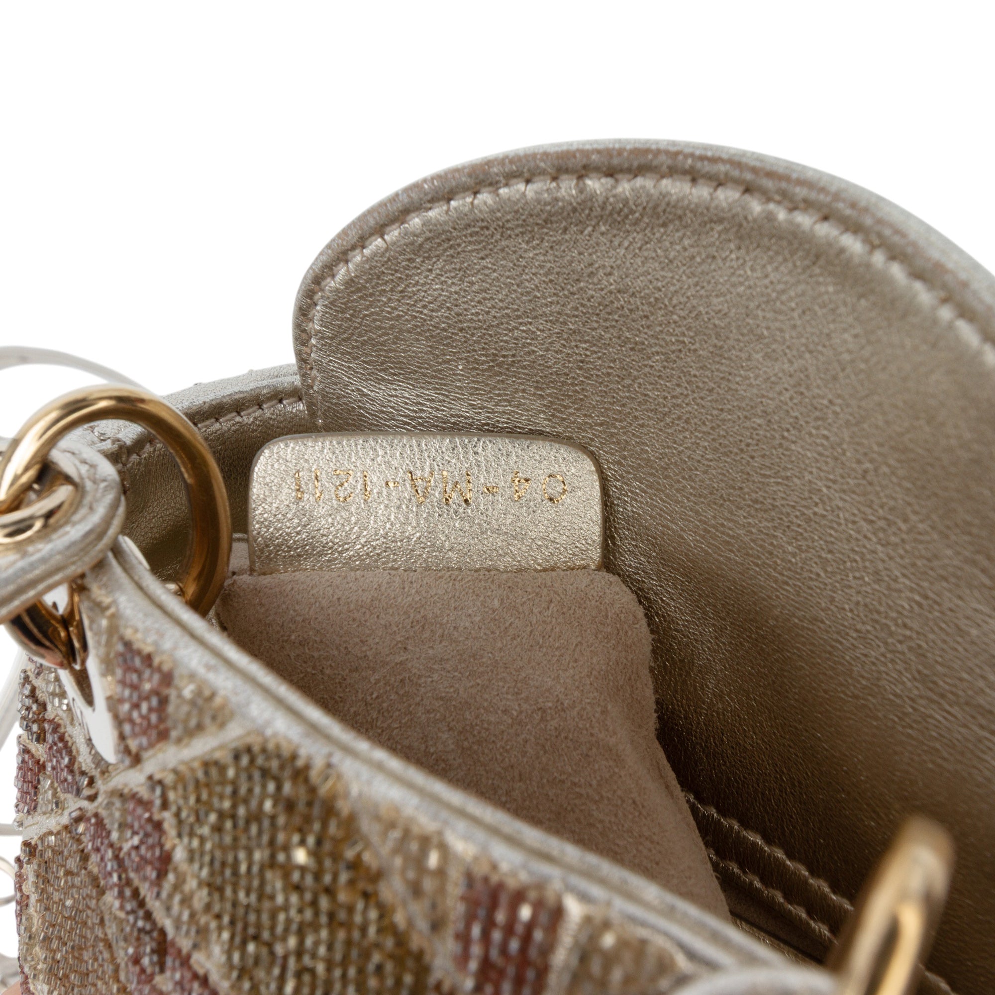 Micro Metallic Calfskin Cannage Beaded Lady Dior