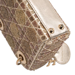Micro Metallic Calfskin Cannage Beaded Lady Dior