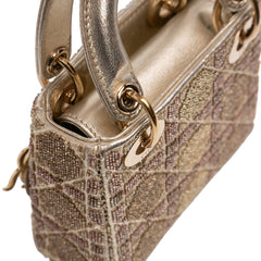 Micro Metallic Calfskin Cannage Beaded Lady Dior