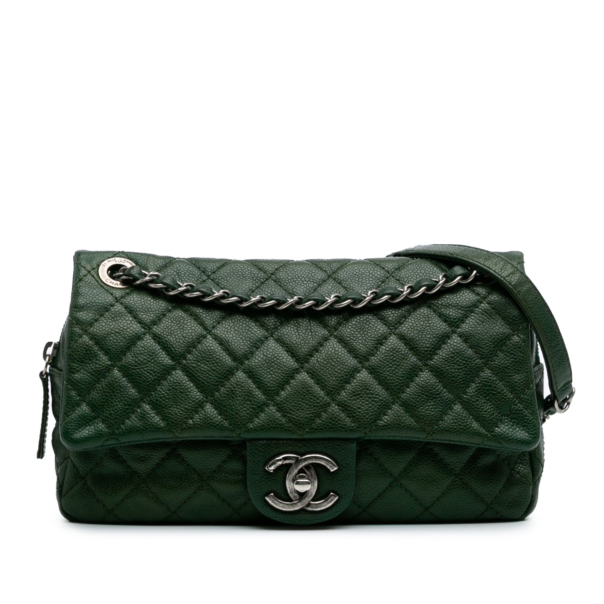 Medium Quilted Iridescent Caviar Easy Flap
