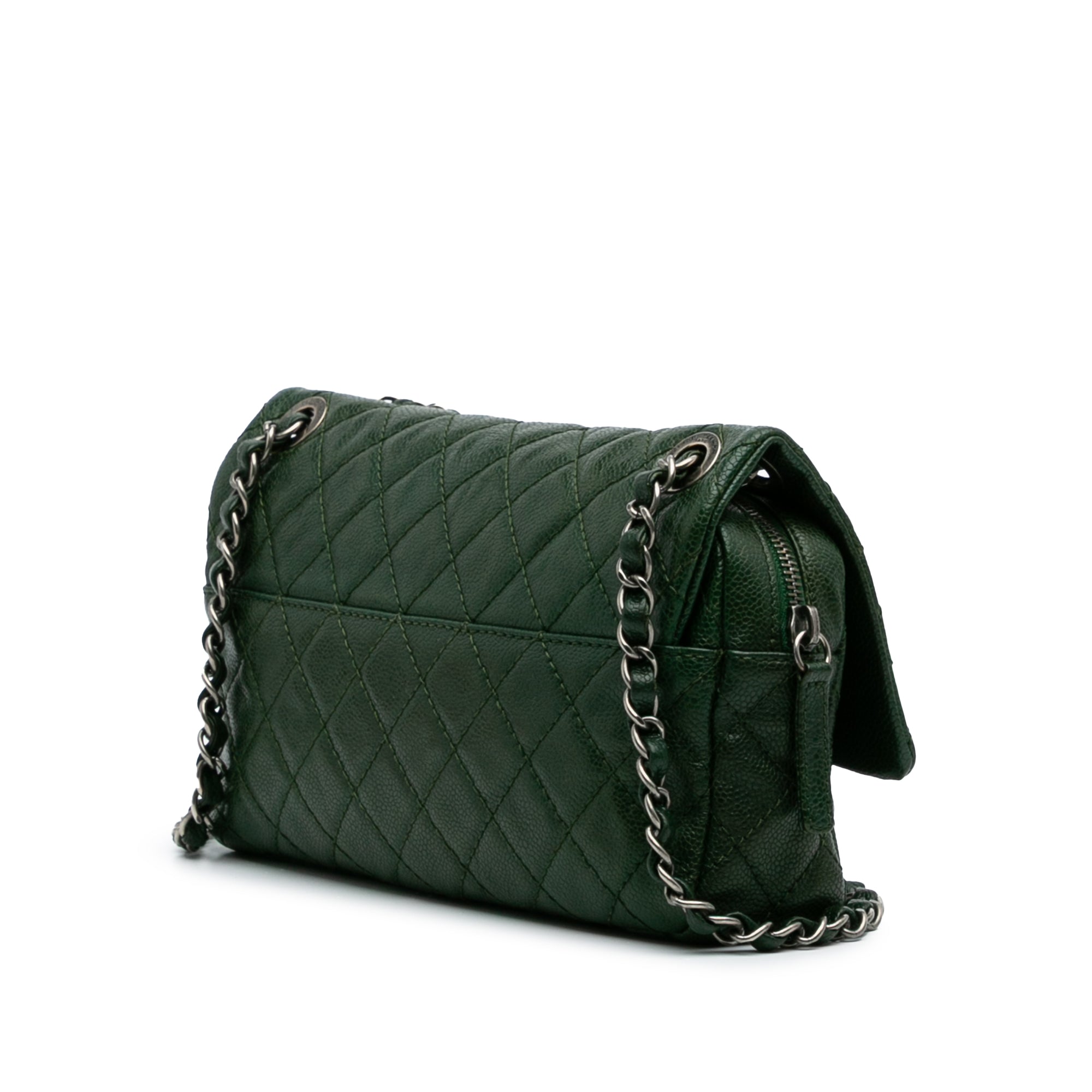 Medium Quilted Iridescent Caviar Easy Flap