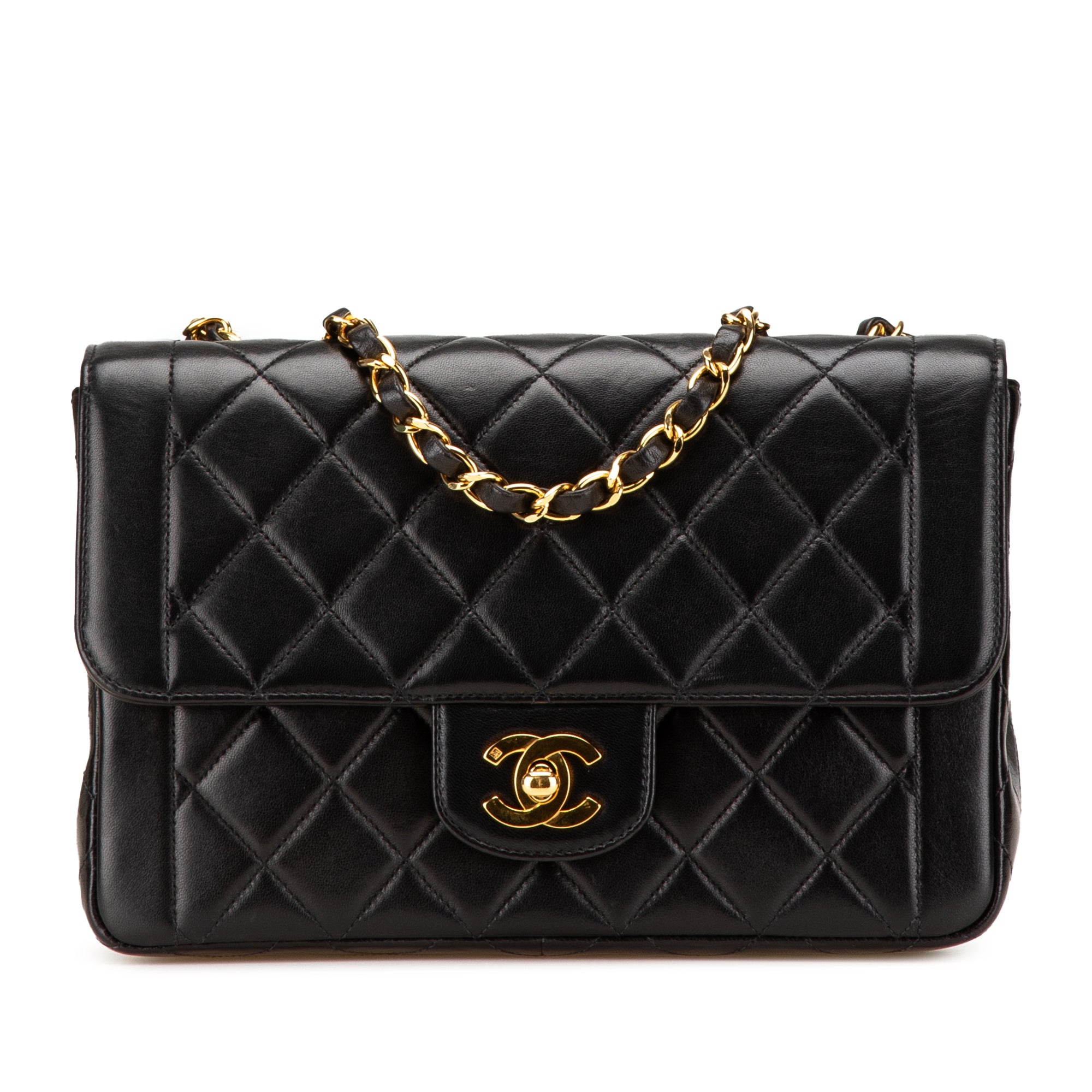 Medium CC Quilted Lambskin Border Single Flap