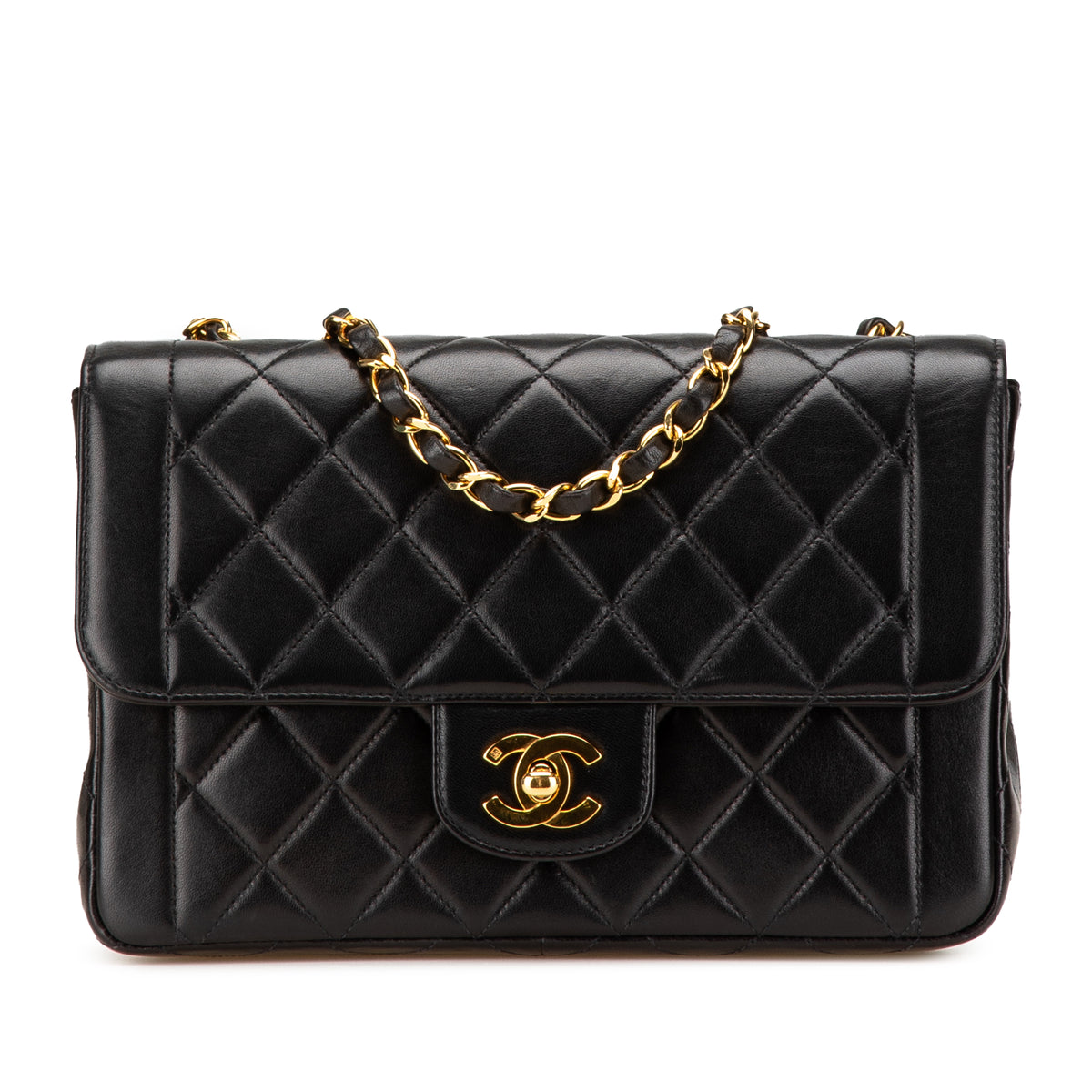 Medium CC Quilted Lambskin Border Single Flap