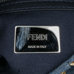 Embroidered Denim Ruffled F is Fendi Kan I Baguette
