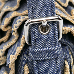 Embroidered Denim Ruffled F is Fendi Kan I Baguette