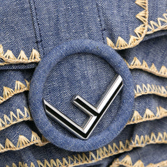 Embroidered Denim Ruffled F is Fendi Kan I Baguette