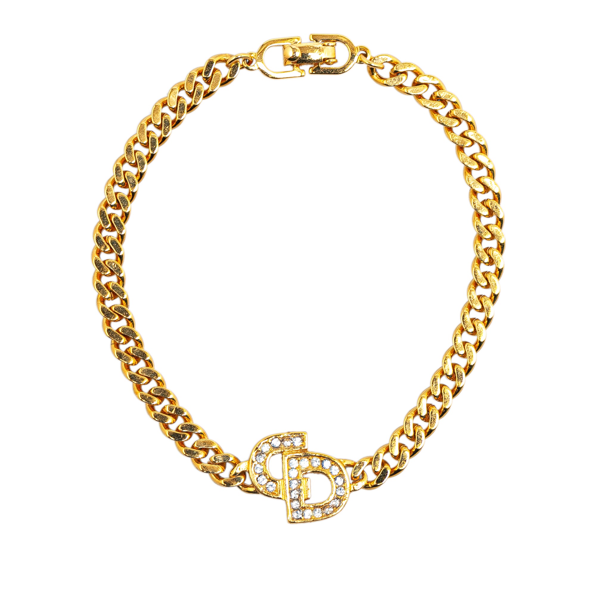 Gold Plated CD Rhinestone Bracelet