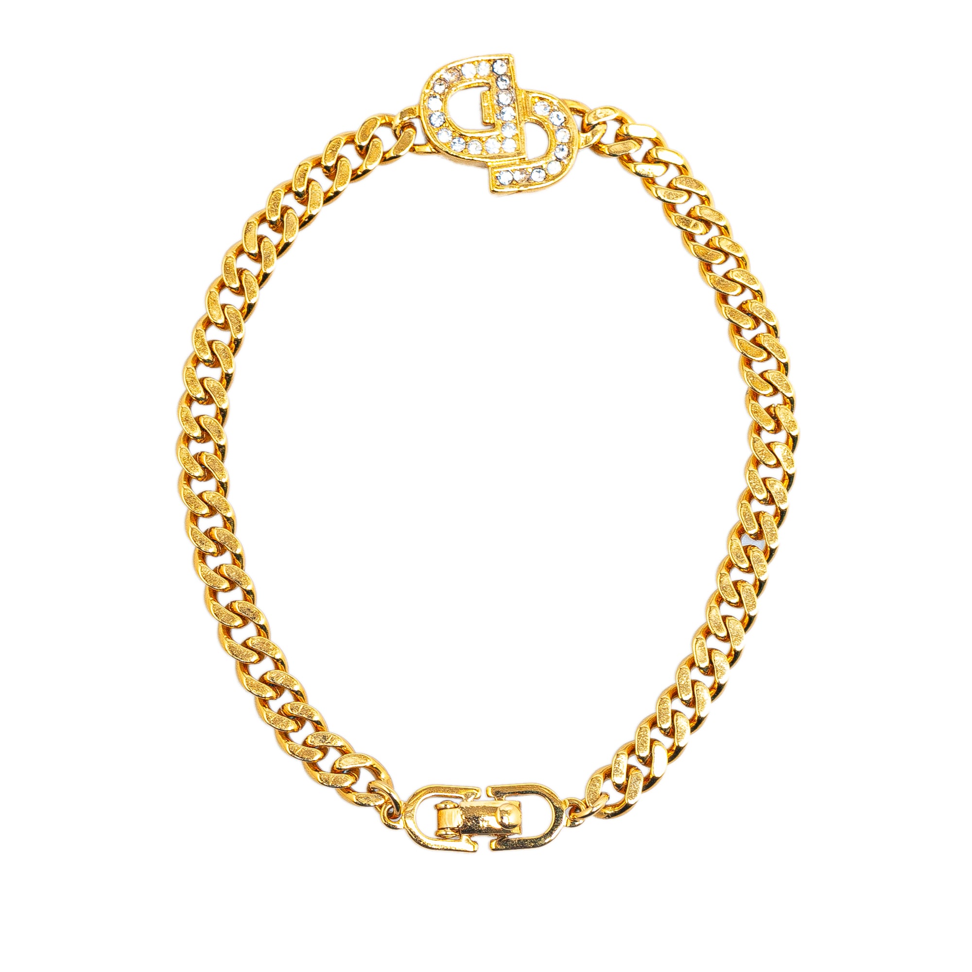 Gold Plated CD Rhinestone Bracelet