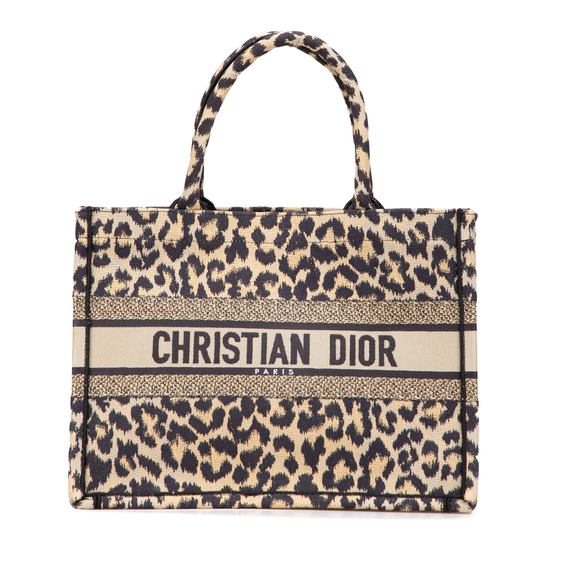 Mizza Medium Embroidered Canvas Leopard Book Tote