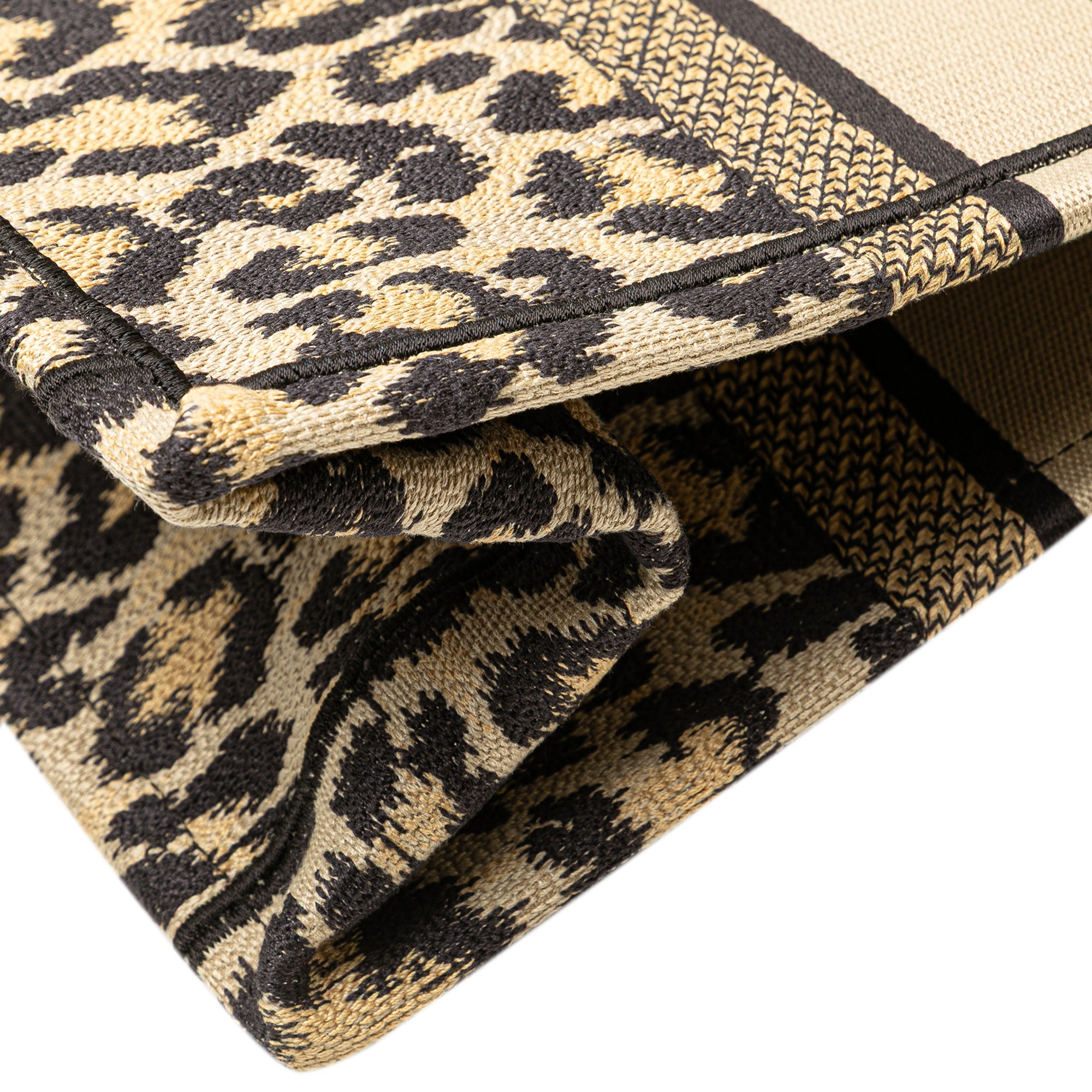 Mizza Medium Embroidered Canvas Leopard Book Tote