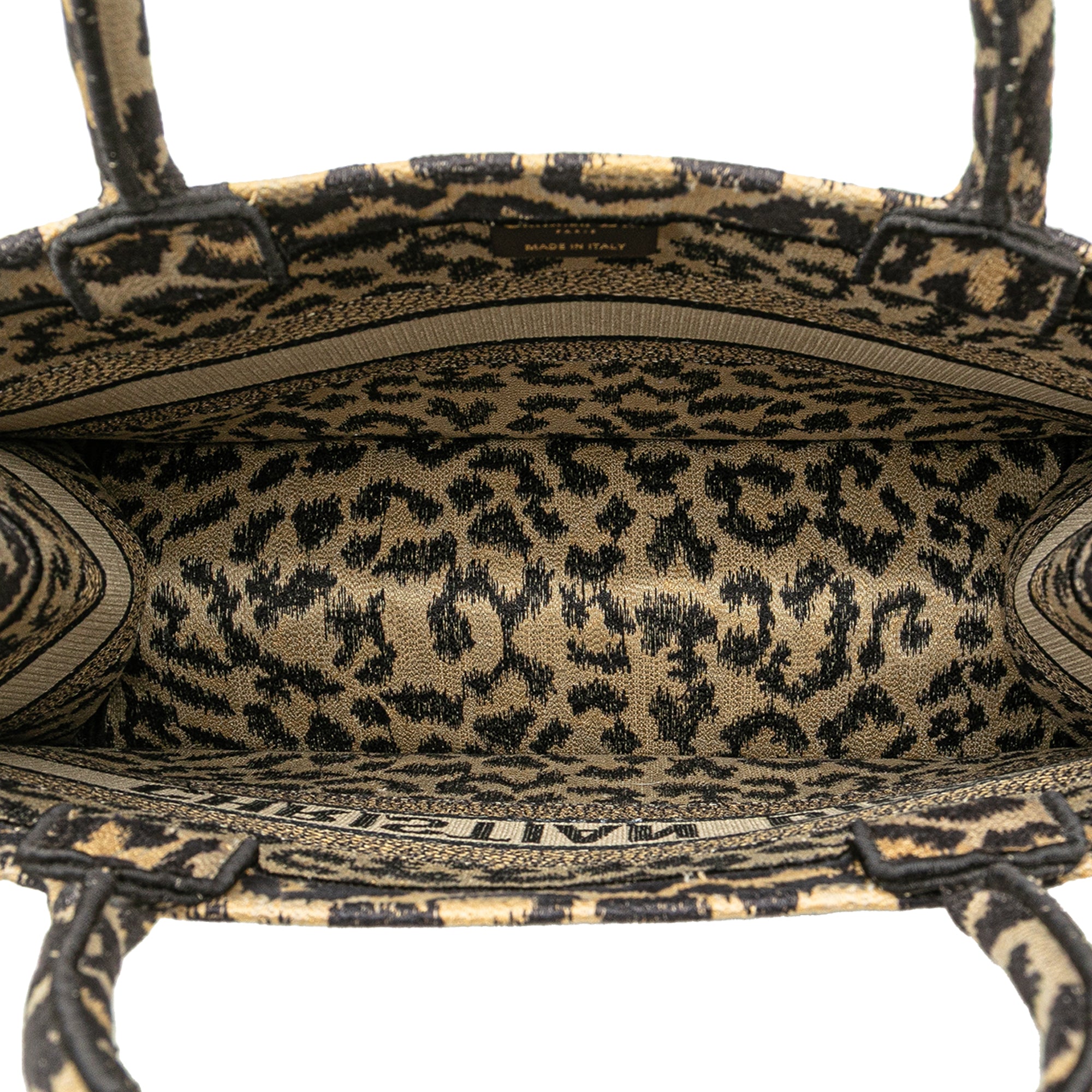 Mizza Medium Embroidered Canvas Leopard Book Tote