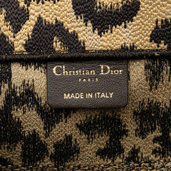 Mizza Medium Embroidered Canvas Leopard Book Tote