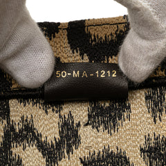 Mizza Medium Embroidered Canvas Leopard Book Tote