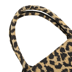 Mizza Medium Embroidered Canvas Leopard Book Tote