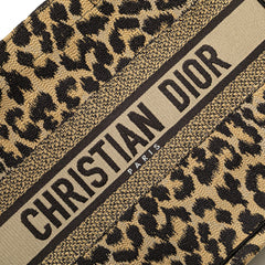 Mizza Medium Embroidered Canvas Leopard Book Tote